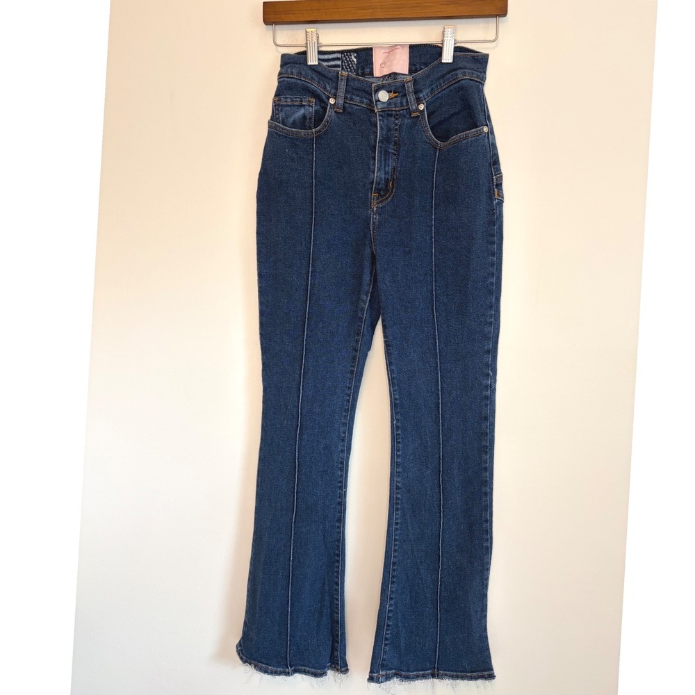 Revice Denim Venus Flare Star Jeans Dark Wash Raw Hem Size 29 Western Festival